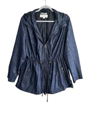 Pure Energy Blue Lightweight Jacket Hooded Zip Up Women Size 1X (Runs Small)